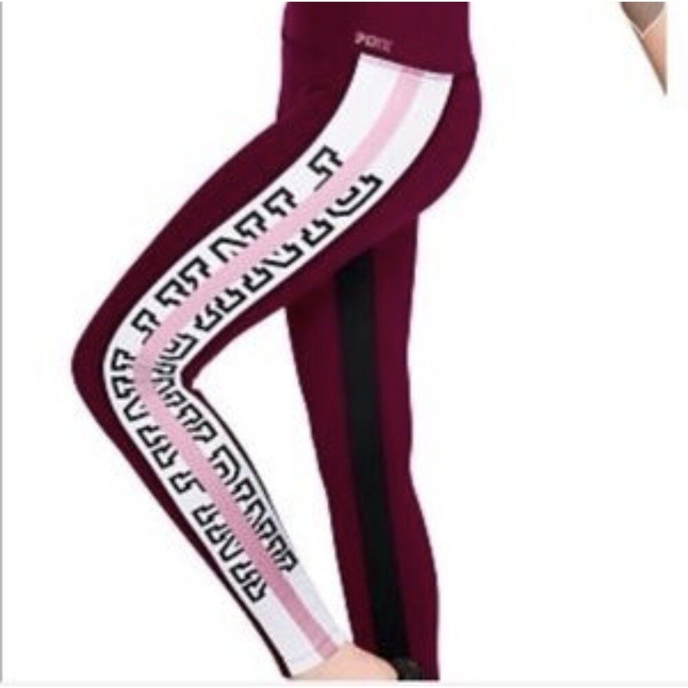 Y2K Victoria's Secret Pink Spellout Ultimate High Waist Legging Side Stripe Sz L